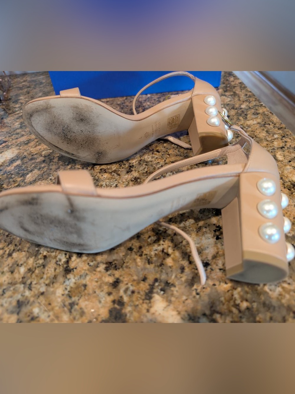 Stuart Weitzman Nude Pearl-Accented Heels - Picture 5 of 5